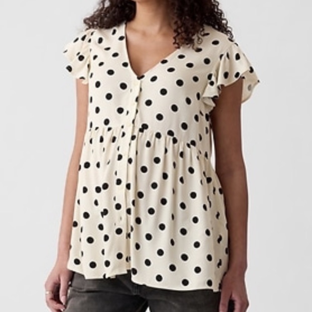 GAP Maternity Flutter Sleeve Top, Polka Dot
